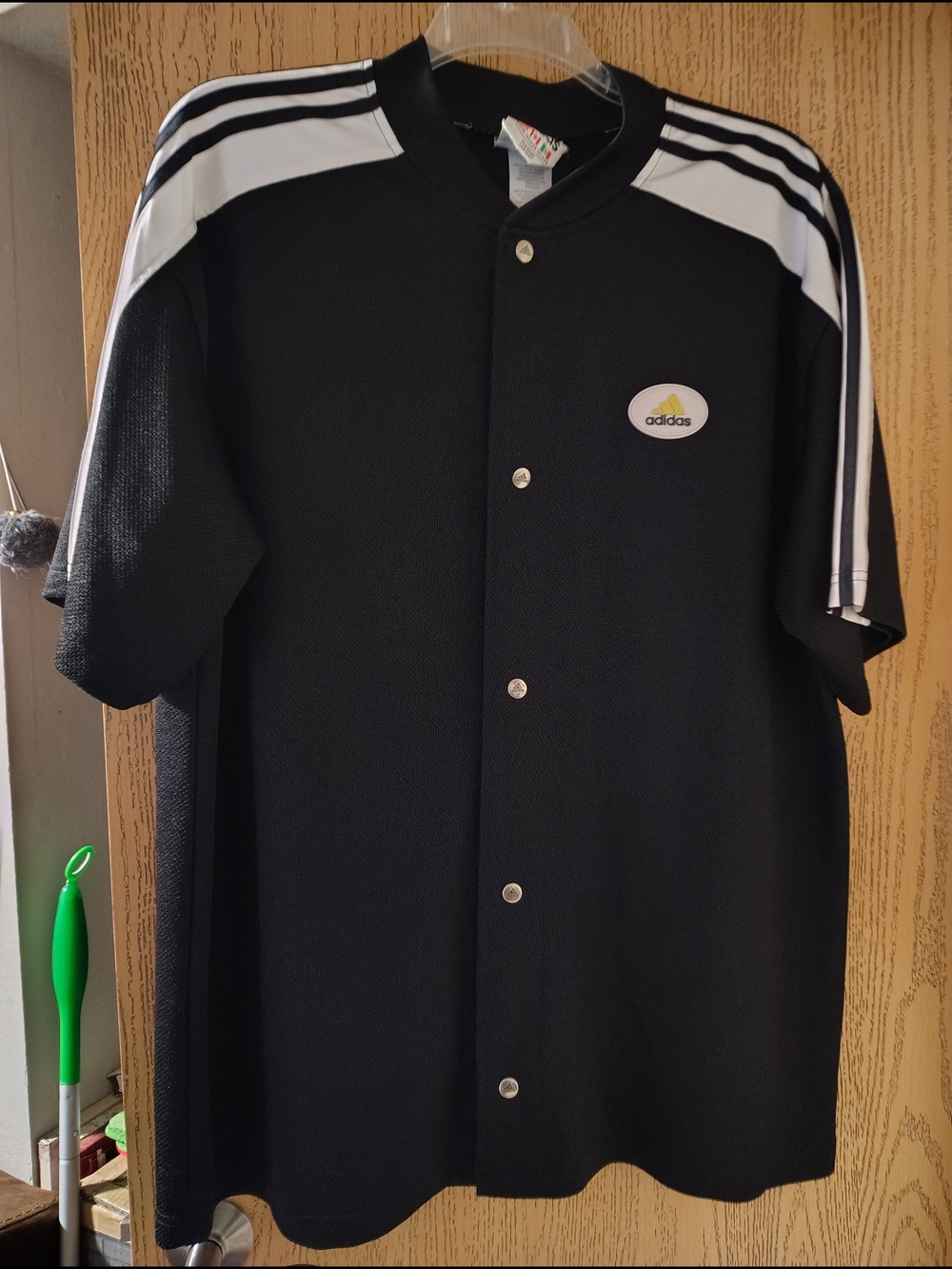 adidas Black and White Snap-Front Athletic Jersey